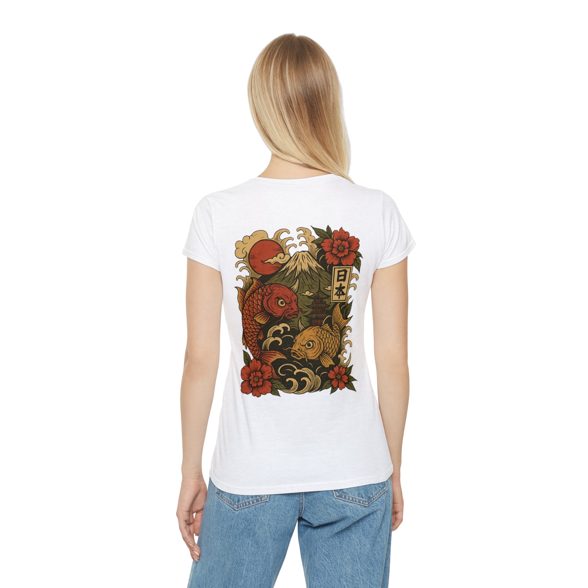 Women’s Koi Japan T‑Shirt — Vintage Koi Fish Mount Fuji Design