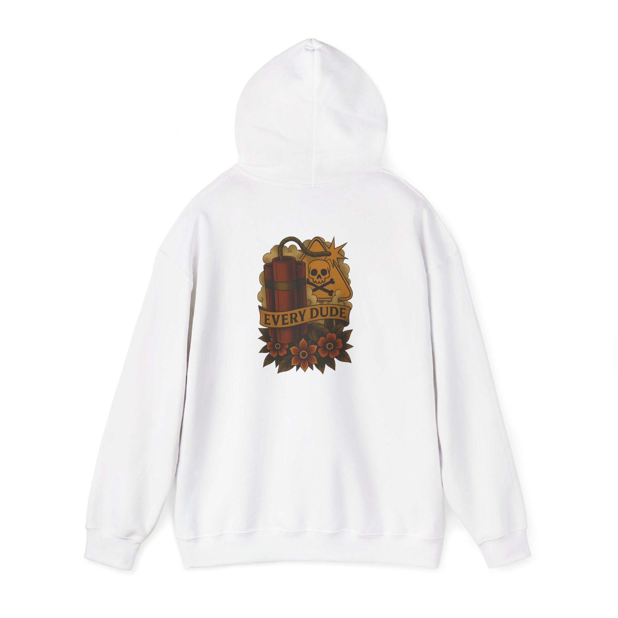 Skull & Roses Hoodie — "Every Dude" Vintage Tattoo Sweatshirt