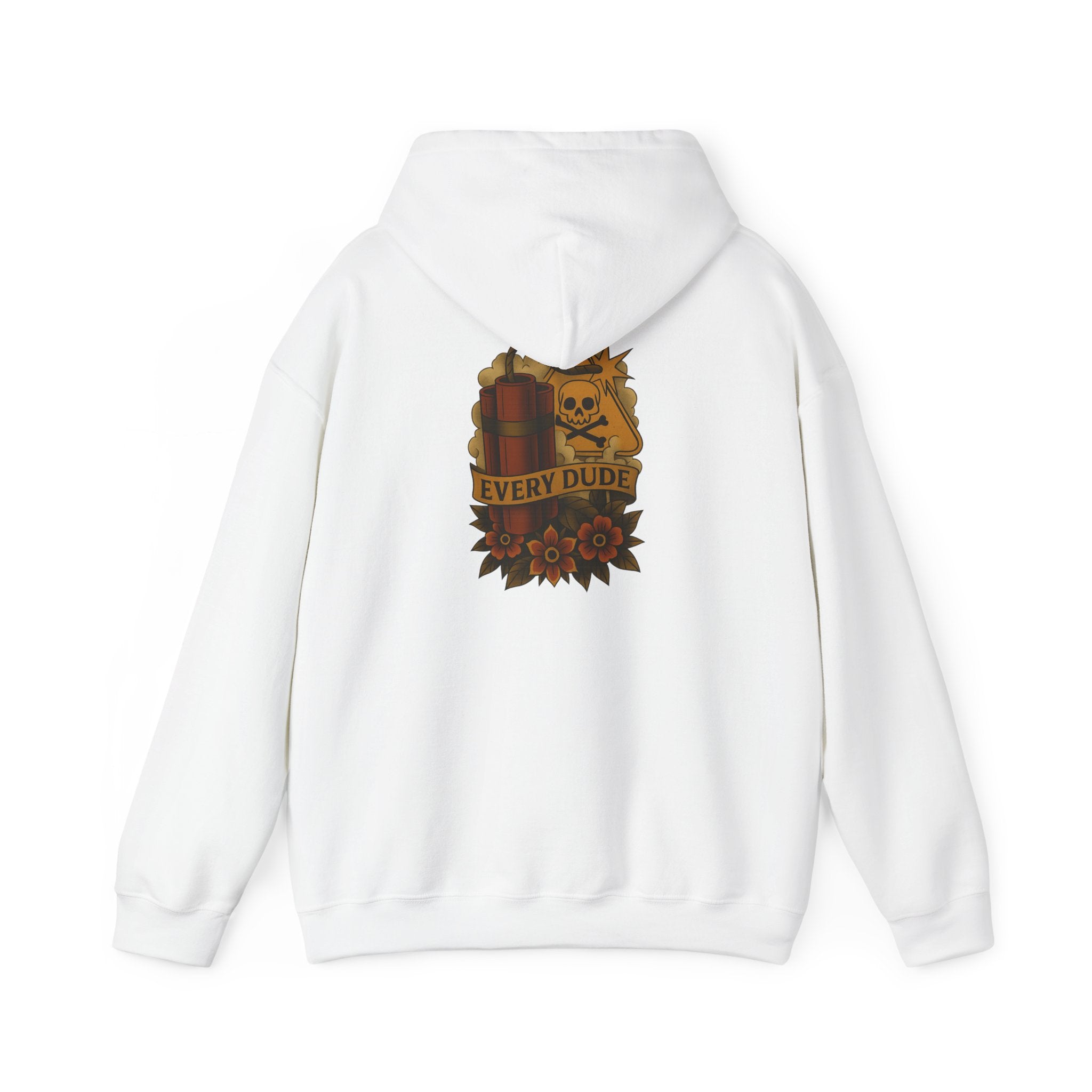 Skull & Roses Hoodie — "Every Dude" Vintage Tattoo Sweatshirt