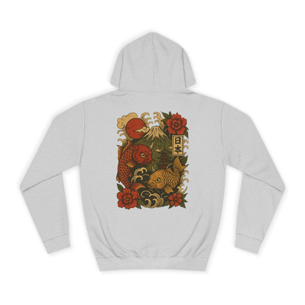 Koi Crest Hoodie — Japanese Koi Fish Graphic College Hoodie