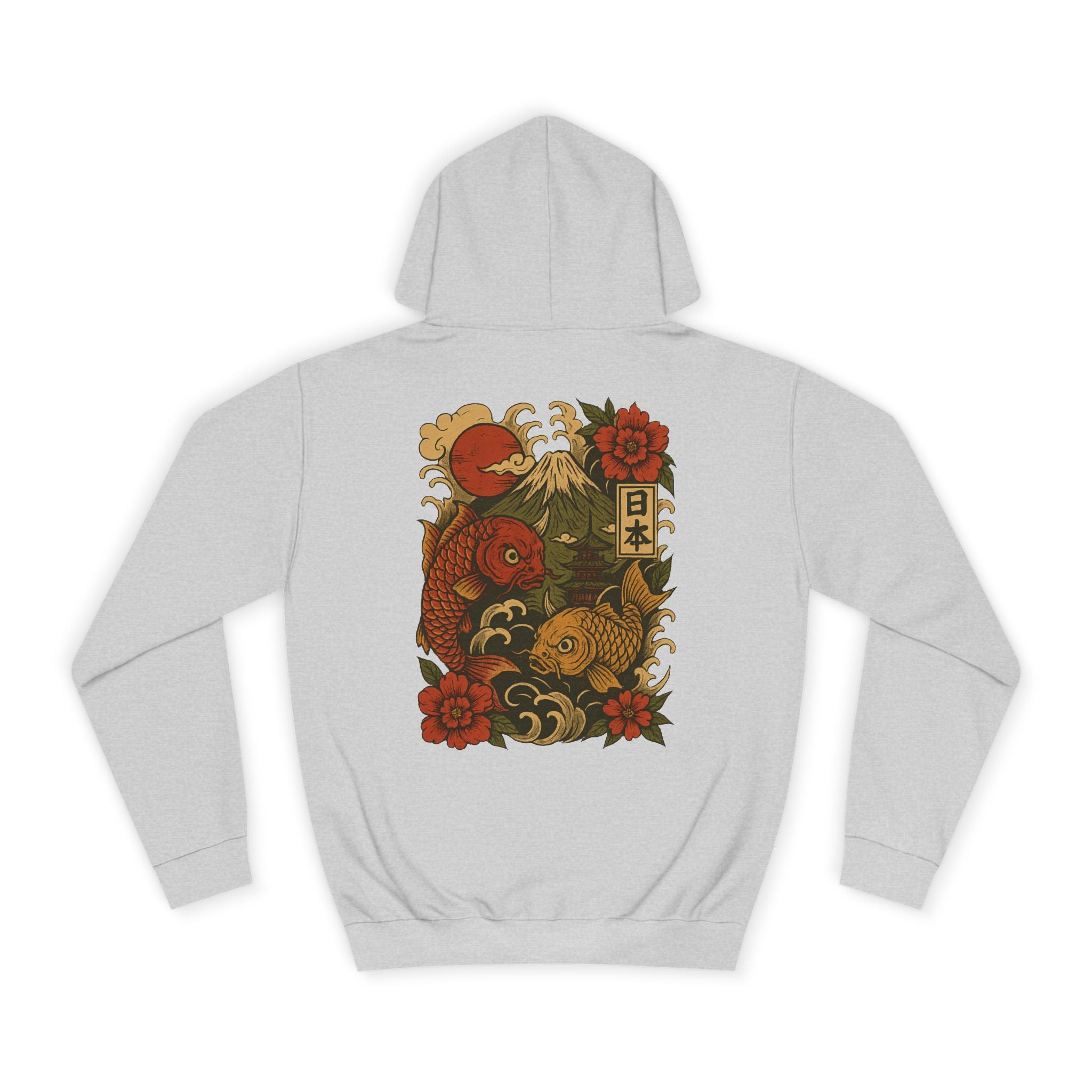 Koi Crest Hoodie — Japanese Koi Fish Graphic College Hoodie
