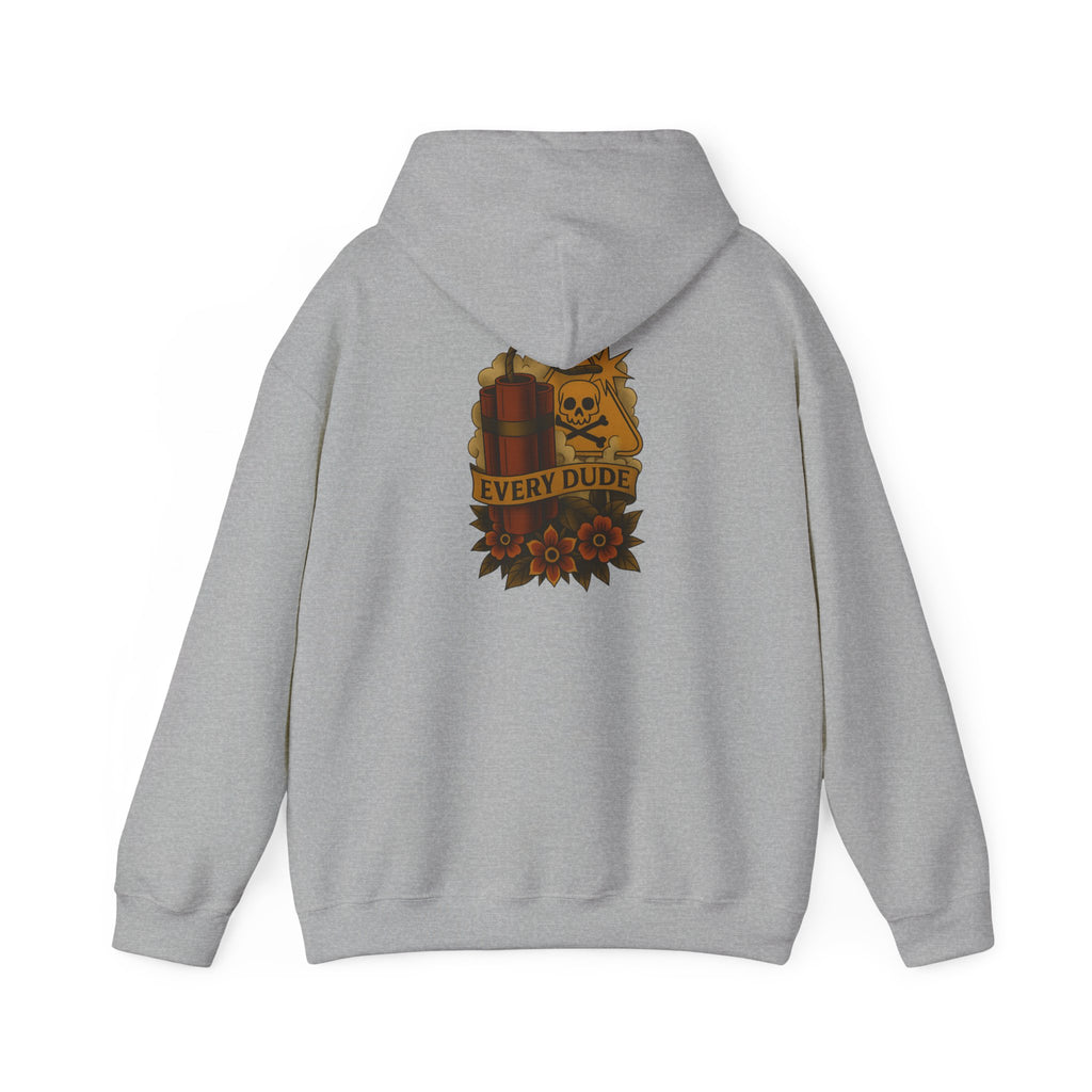 Skull & Roses Hoodie — "Every Dude" Vintage Tattoo Sweatshirt