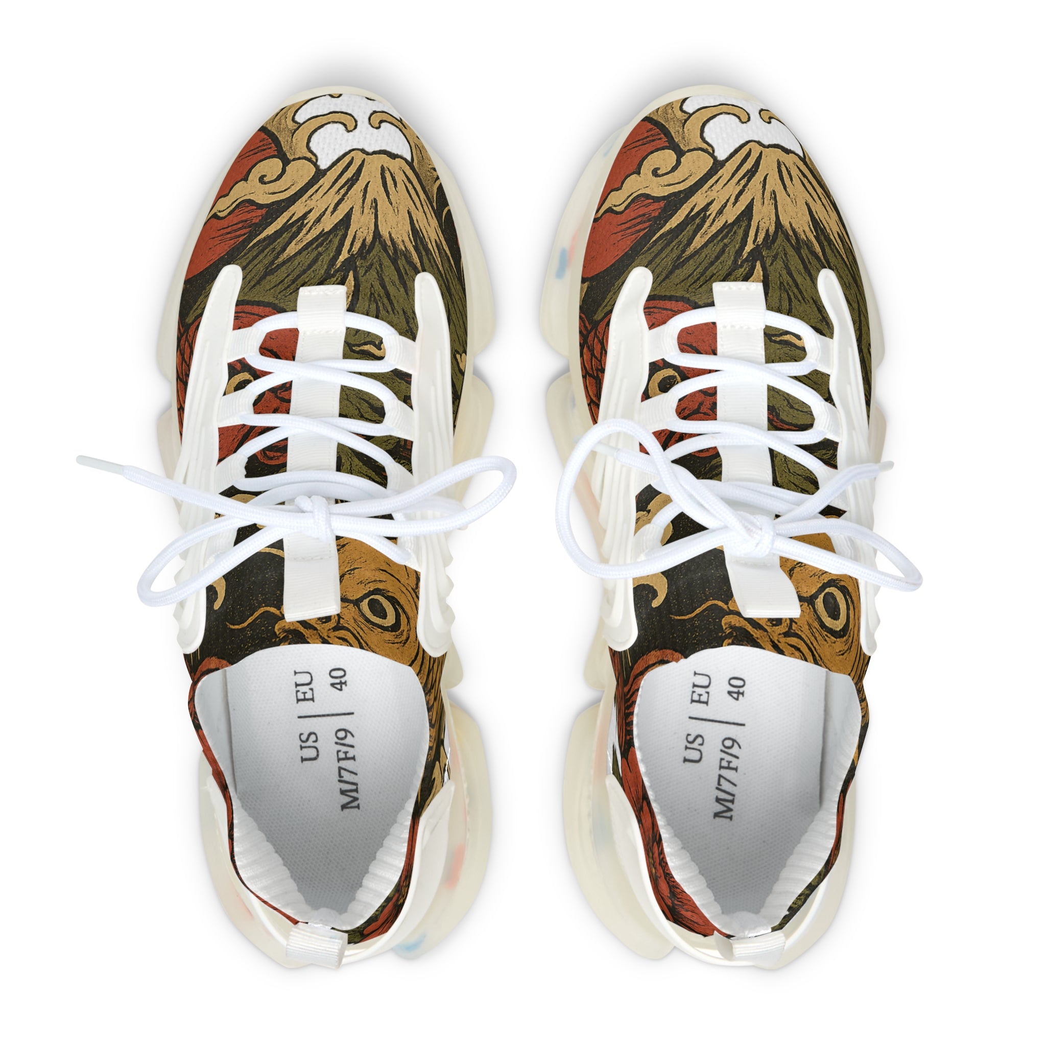 Mesh Sneakers — Retro Wave Japanese Tiger Print Women's Athletic Shoes