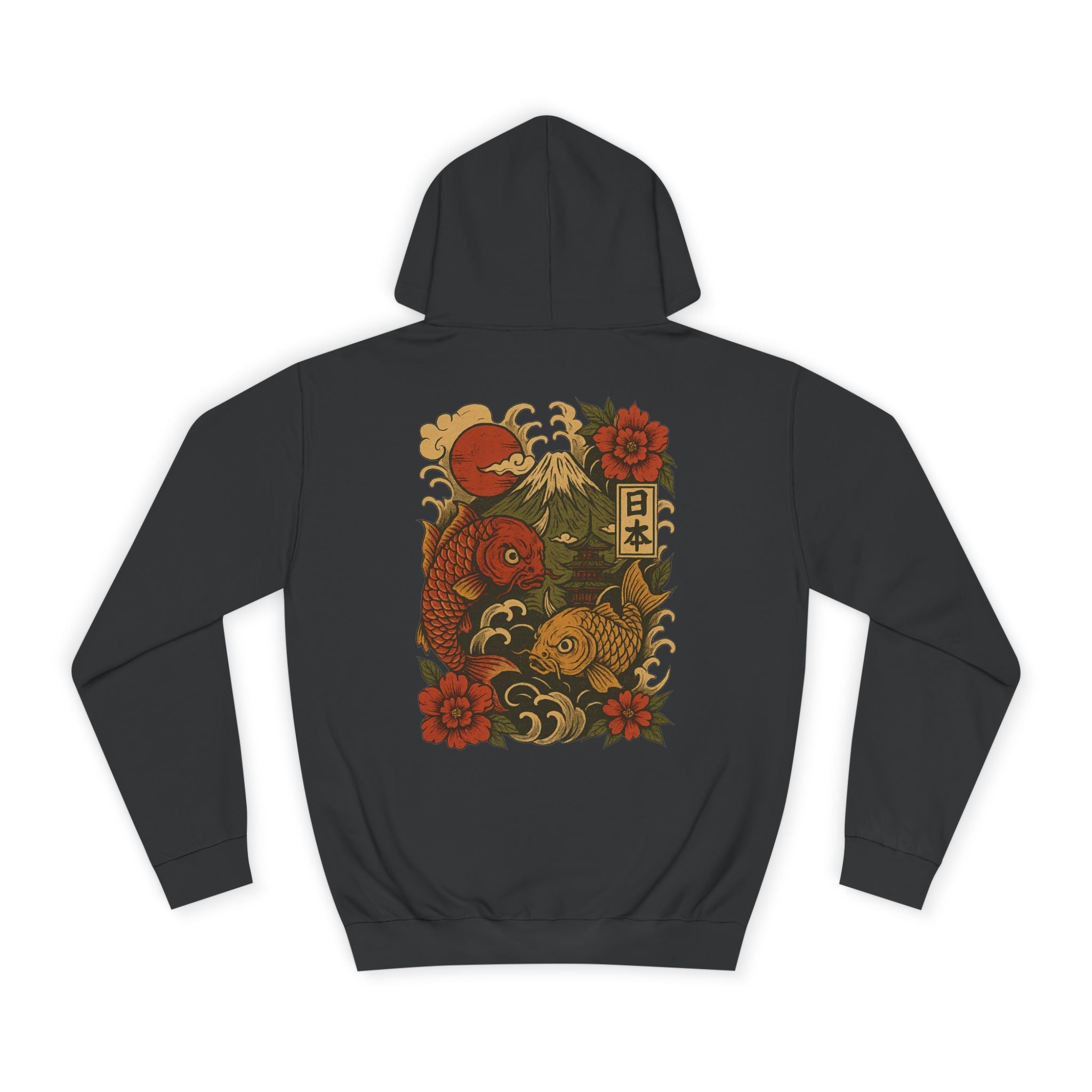 Koi Crest Hoodie — Japanese Koi Fish Graphic College Hoodie