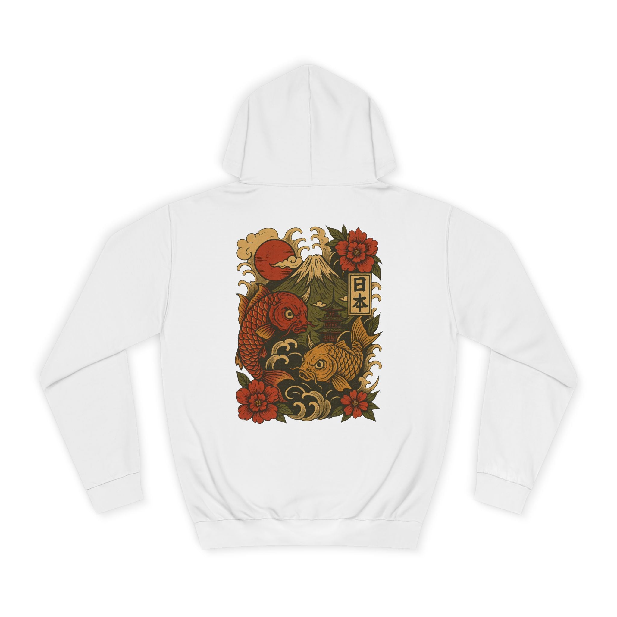 Koi Crest Hoodie — Japanese Koi Fish Graphic College Hoodie