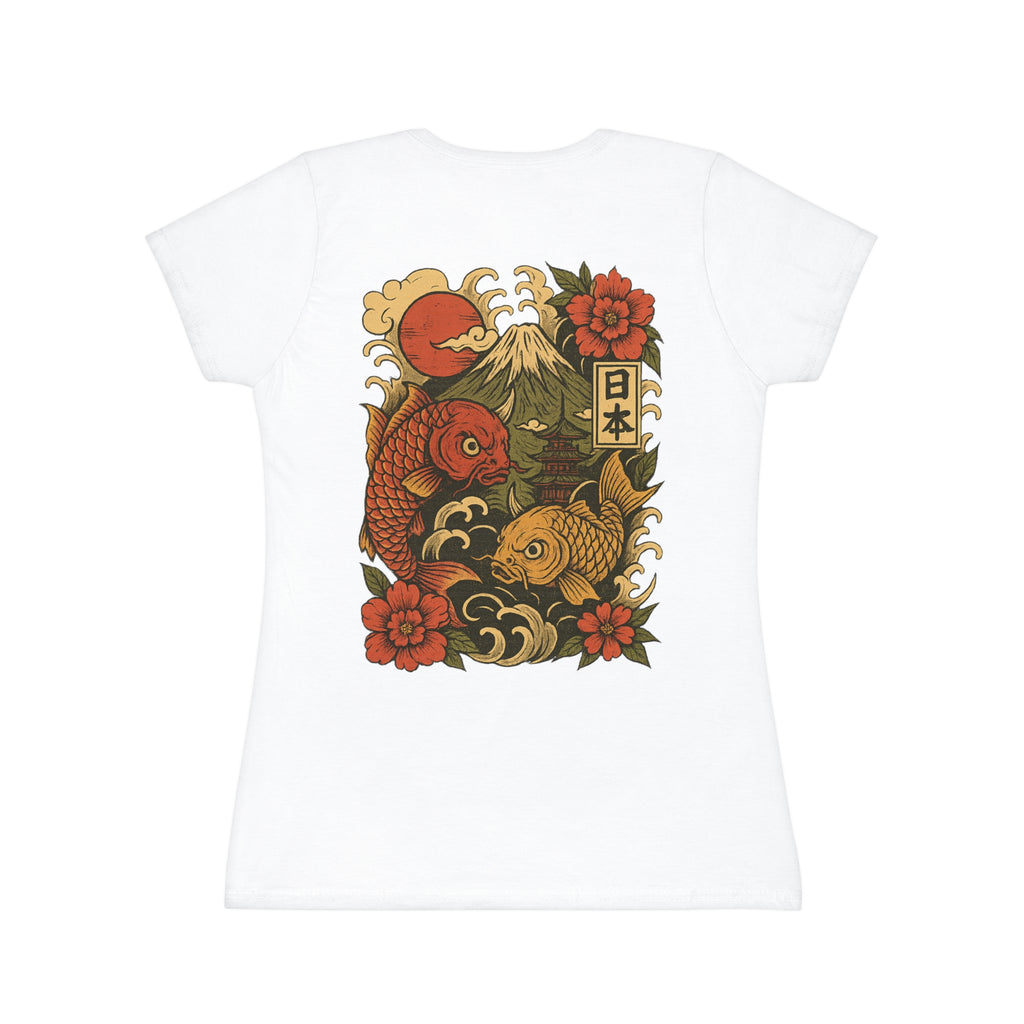 Women’s Koi Japan T‑Shirt — Vintage Koi Fish Mount Fuji Design