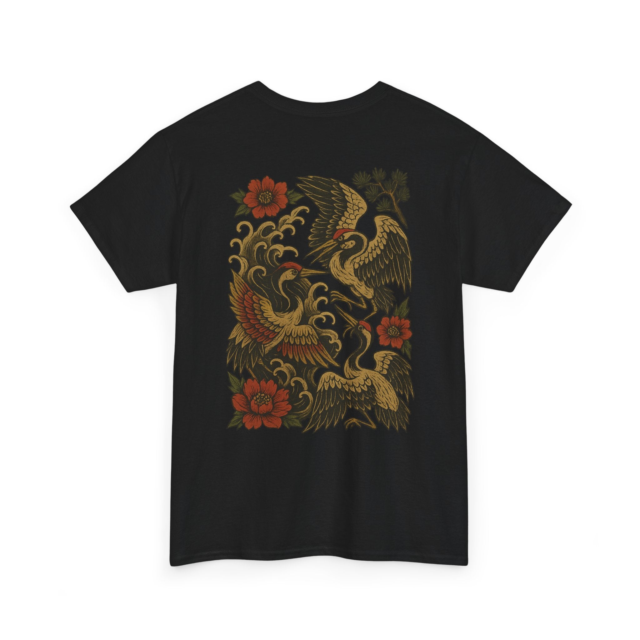 Phoenix & Crane Tattoo Tee — Vintage Japanese Bird Graphic T-Shirt