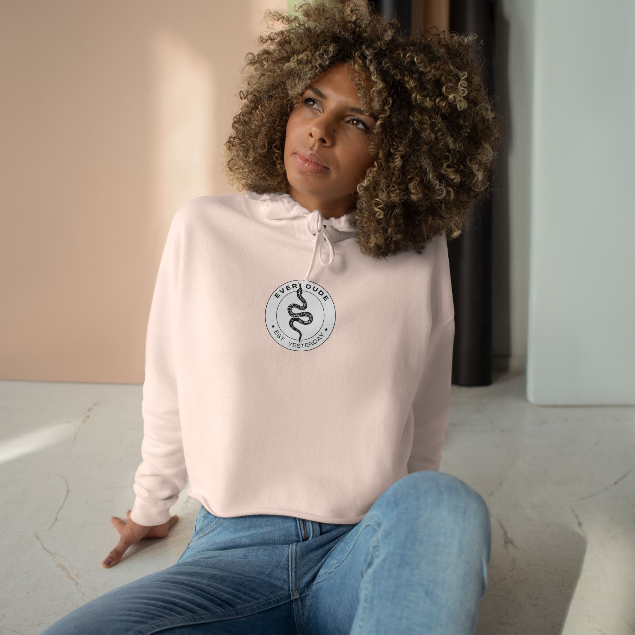Cropped Hoodie — Minimal Snake Logo Crop Top Hoodie