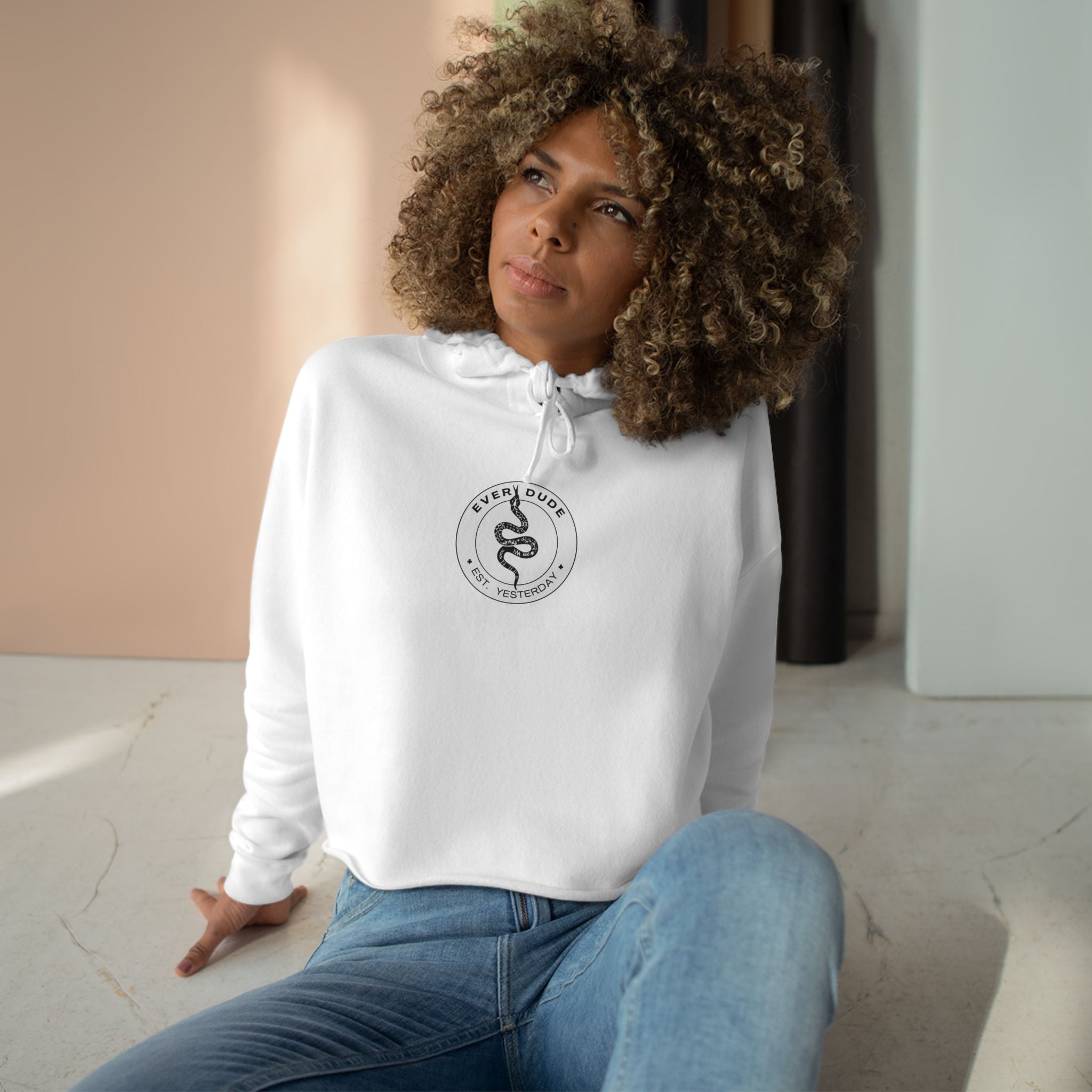 Cropped Hoodie — Minimal Snake Logo Crop Top Hoodie