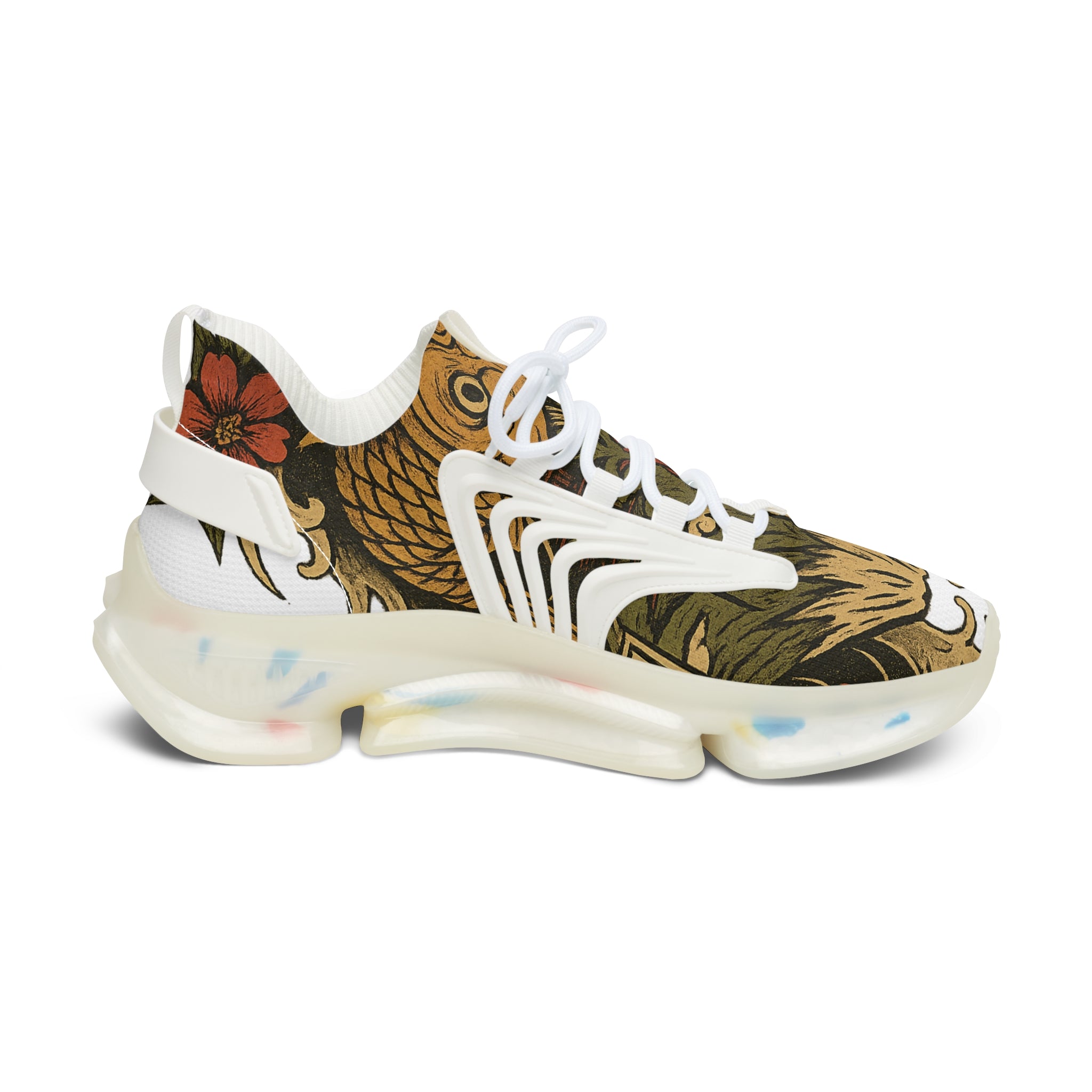 Mesh Sneakers — Retro Wave Japanese Tiger Print Women's Athletic Shoes