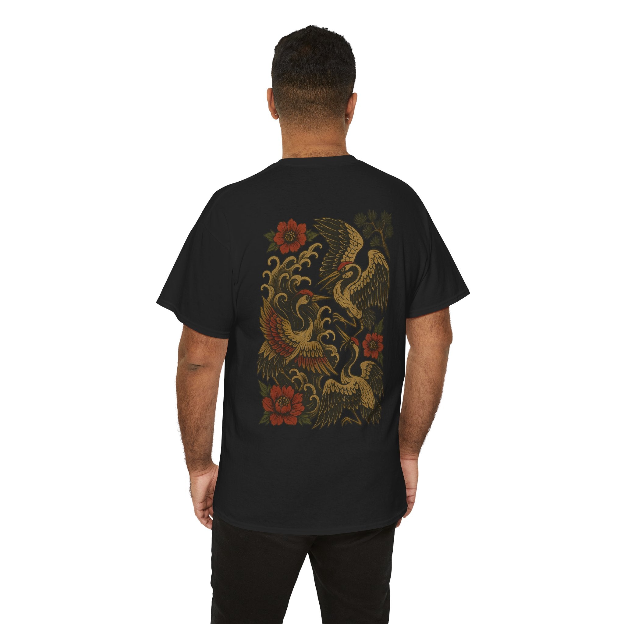 Phoenix & Crane Tattoo Tee — Vintage Japanese Bird Graphic T-Shirt