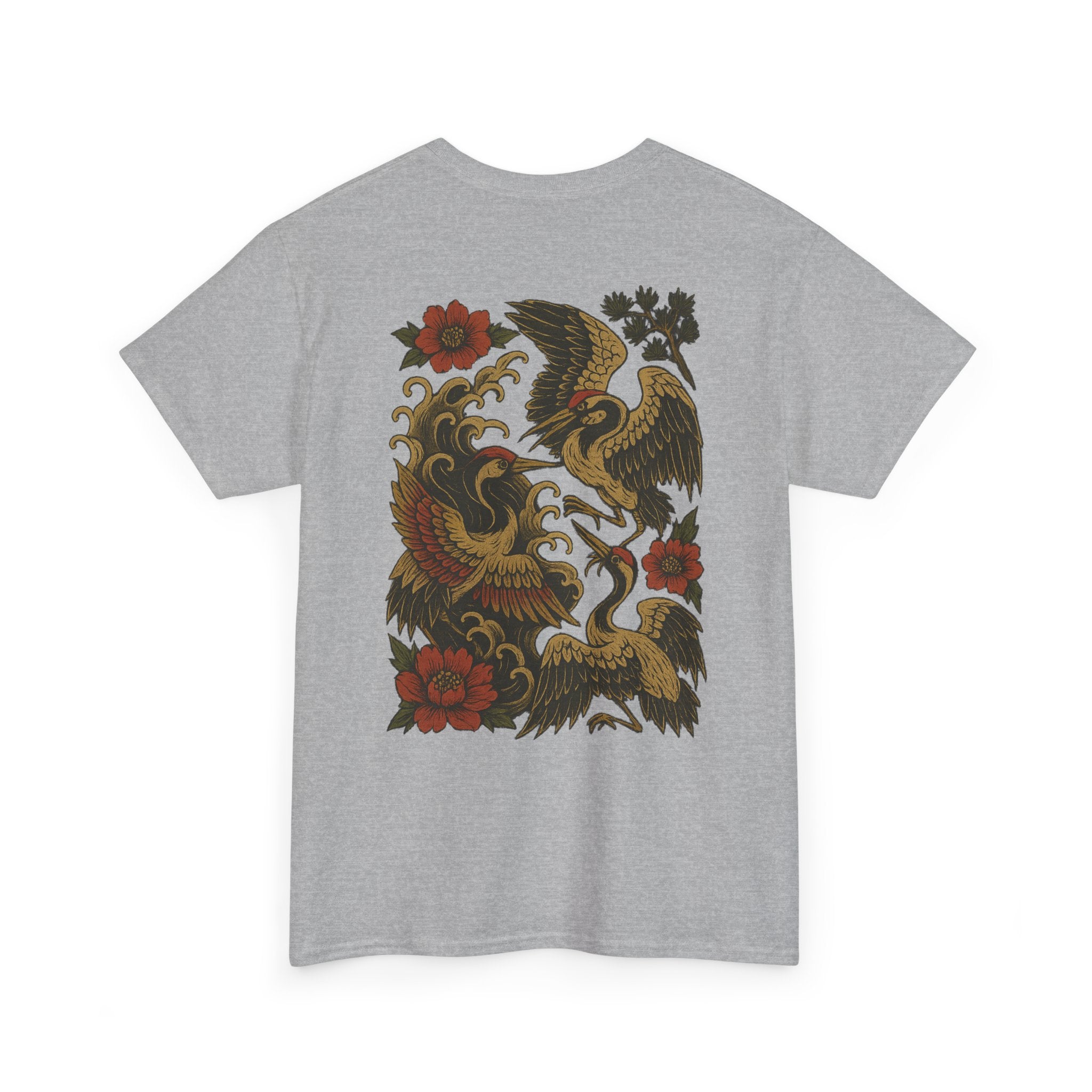 Phoenix & Crane Tattoo Tee — Vintage Japanese Bird Graphic T-Shirt