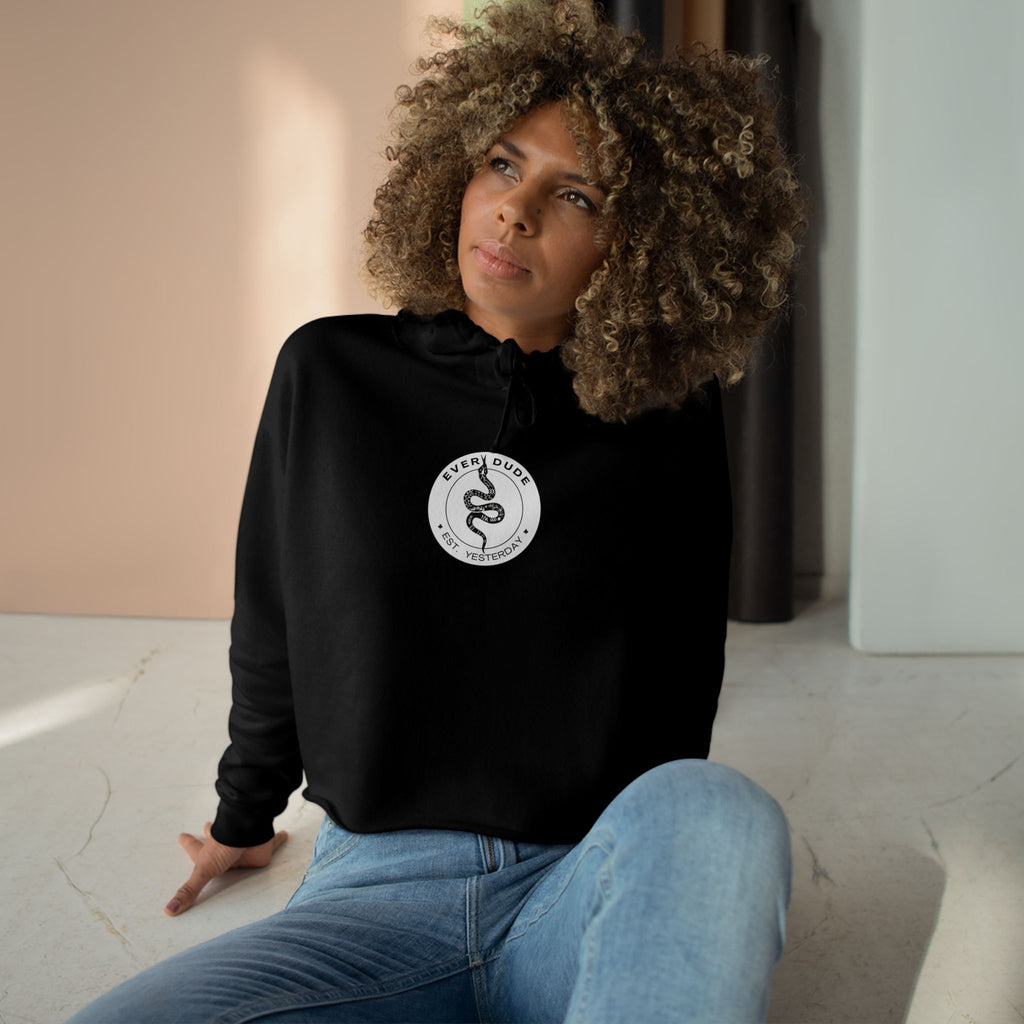 Cropped Hoodie — Minimal Snake Logo Crop Top Hoodie