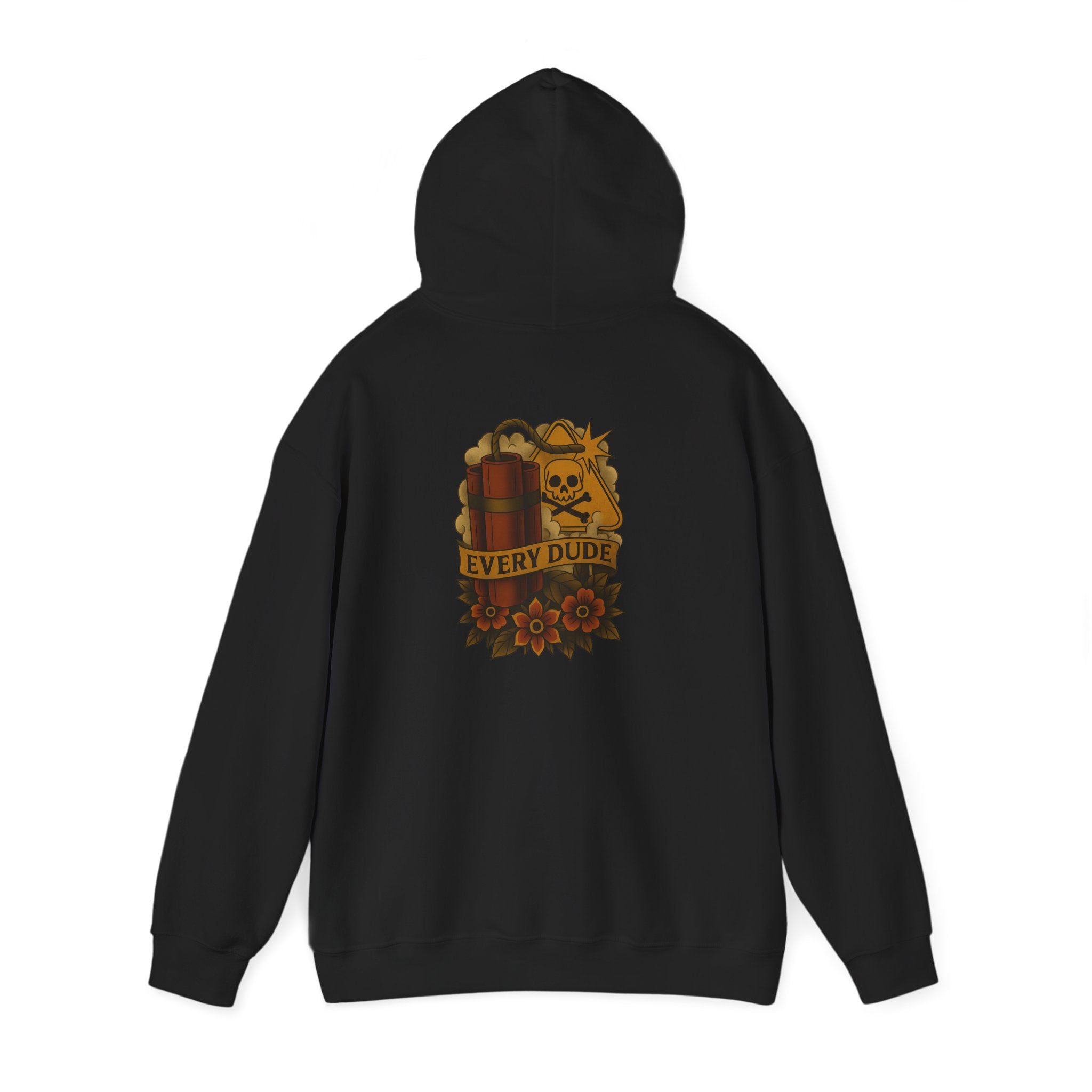 Skull & Roses Hoodie — "Every Dude" Vintage Tattoo Sweatshirt